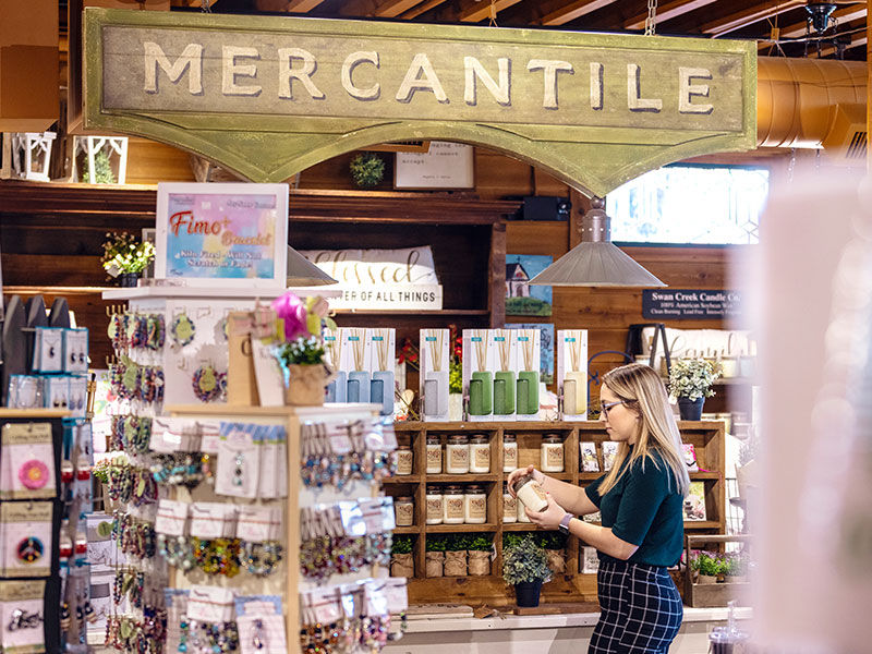 A woman in a gift shop